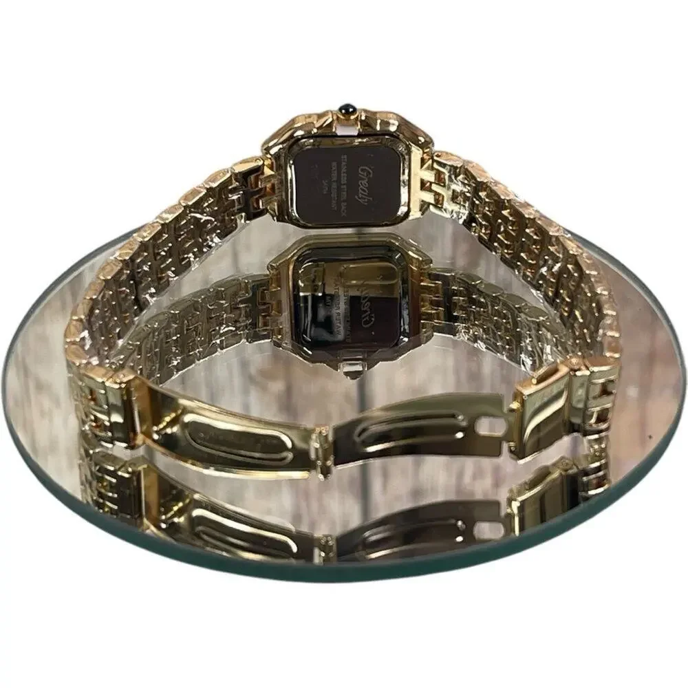 Luxury Gold Plated Zircon Square Quartz Watch